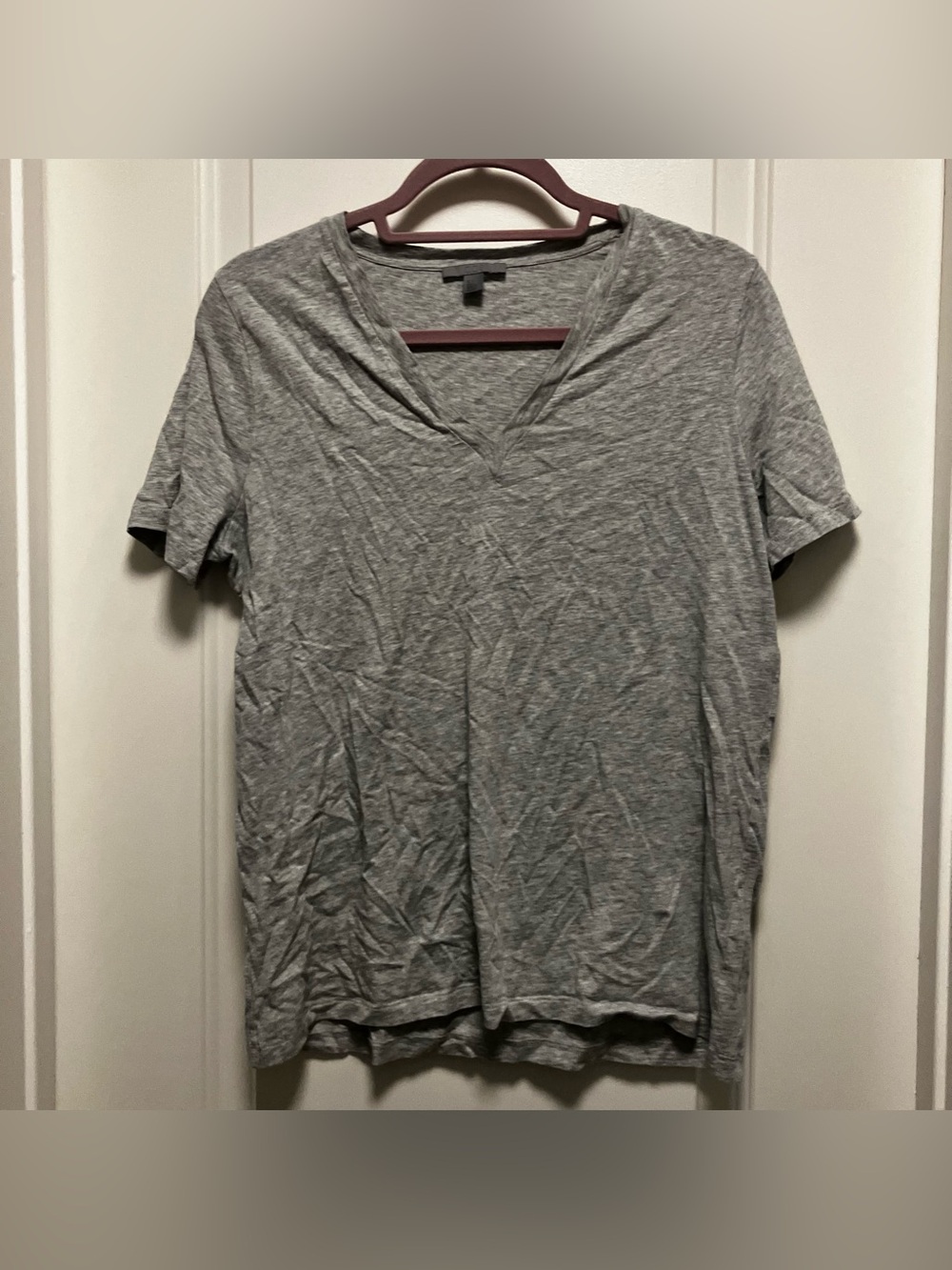 COS Collection of Style Grey V-Neck T-Shirt 100% Cotton Women's Size S Small